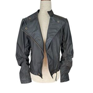 Black Faux Leather Moto Jacket Vintage, NWOT, M